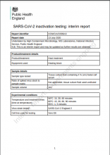 SARS-CoV-2 Inactivation Testing: Interim Report: Heat treatment